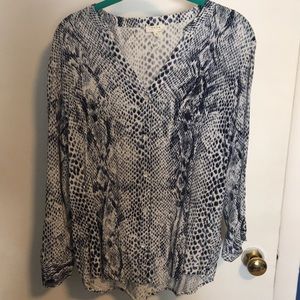 Soft by Joie blue and white print blouse